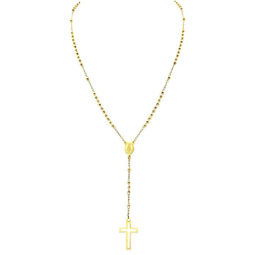 Black Gold Color Stainless Steel Women Cross Rosary Necklace Cross Pendant - Prayer Church Jewellery - The Jewellery Supermarket